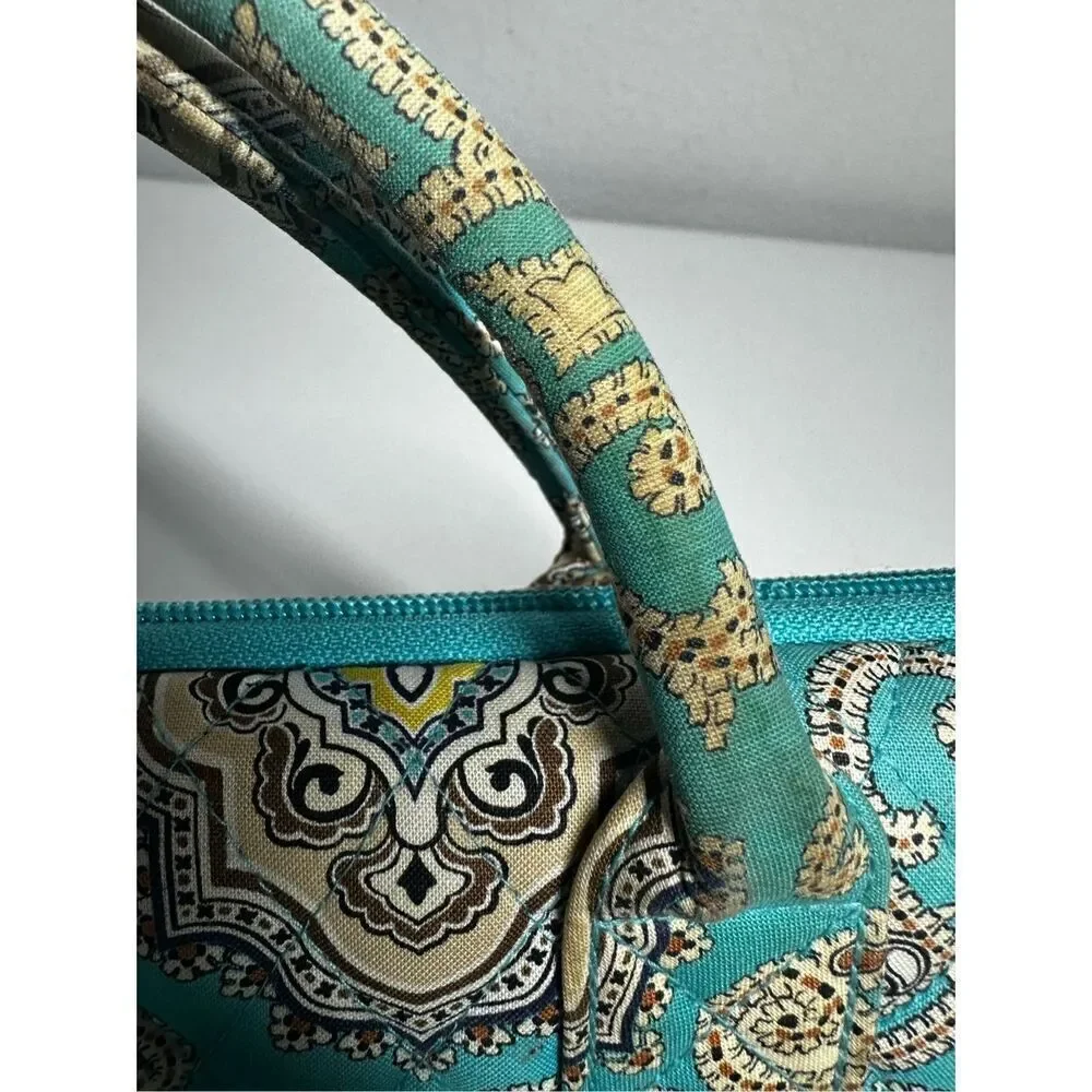 Rare Vera Bradley Laptop Portfolio Turquoise Brown Bag 17